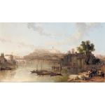 David Roberts - Una vista del Palacio de los Césares, Roma, en la del río Tíber