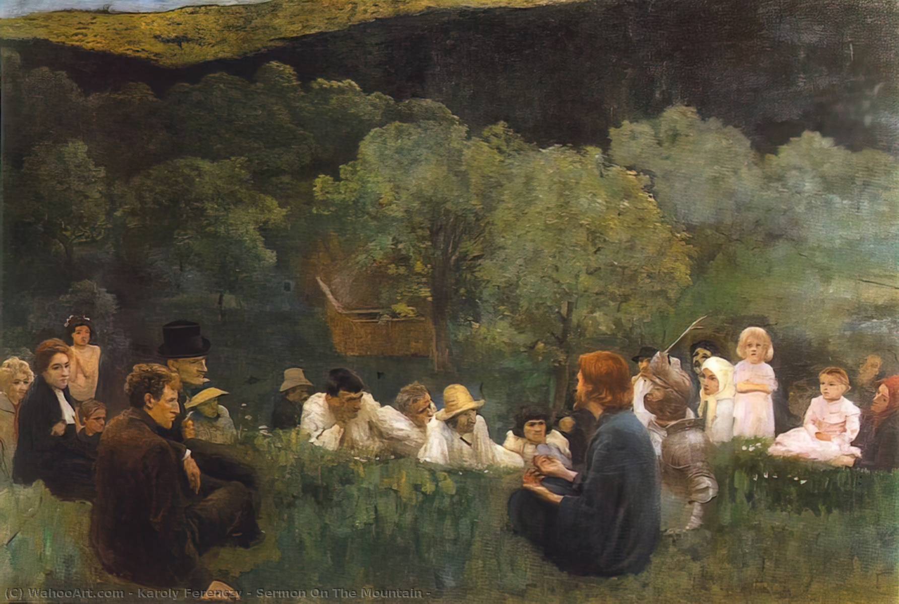  Reproducciones De Bellas Artes | Sermón en  el  montaña  de Karoly Ferenczy (1862-1917, Hungary) | WahooArt.com